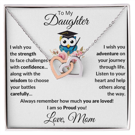 Daughter Graduation Gift Love Proud Mom Interlocking Hearts Necklace - Mallard Moon Gift Shop