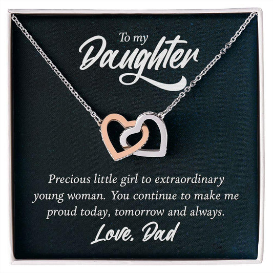 To My Daughter Gift From Dad Interlocking Hearts Necklace - Mallard Moon Gift Shop