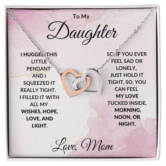 To My Daughter Wishes Interlocking Hearts Necklace - Mallard Moon Gift Shop