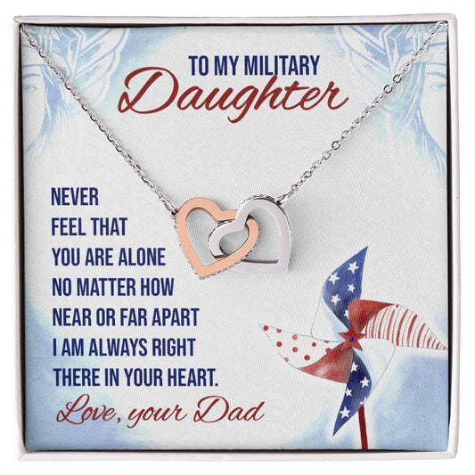 To My Military Daughter Interlocking Hearts Necklace - Mallard Moon Gift Shop