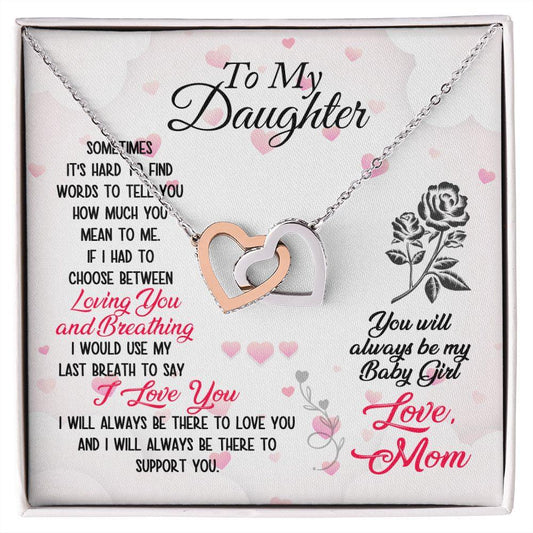 To My Daughter Loving and Breathing Interlocking Hearts Necklace - Mallard Moon Gift Shop