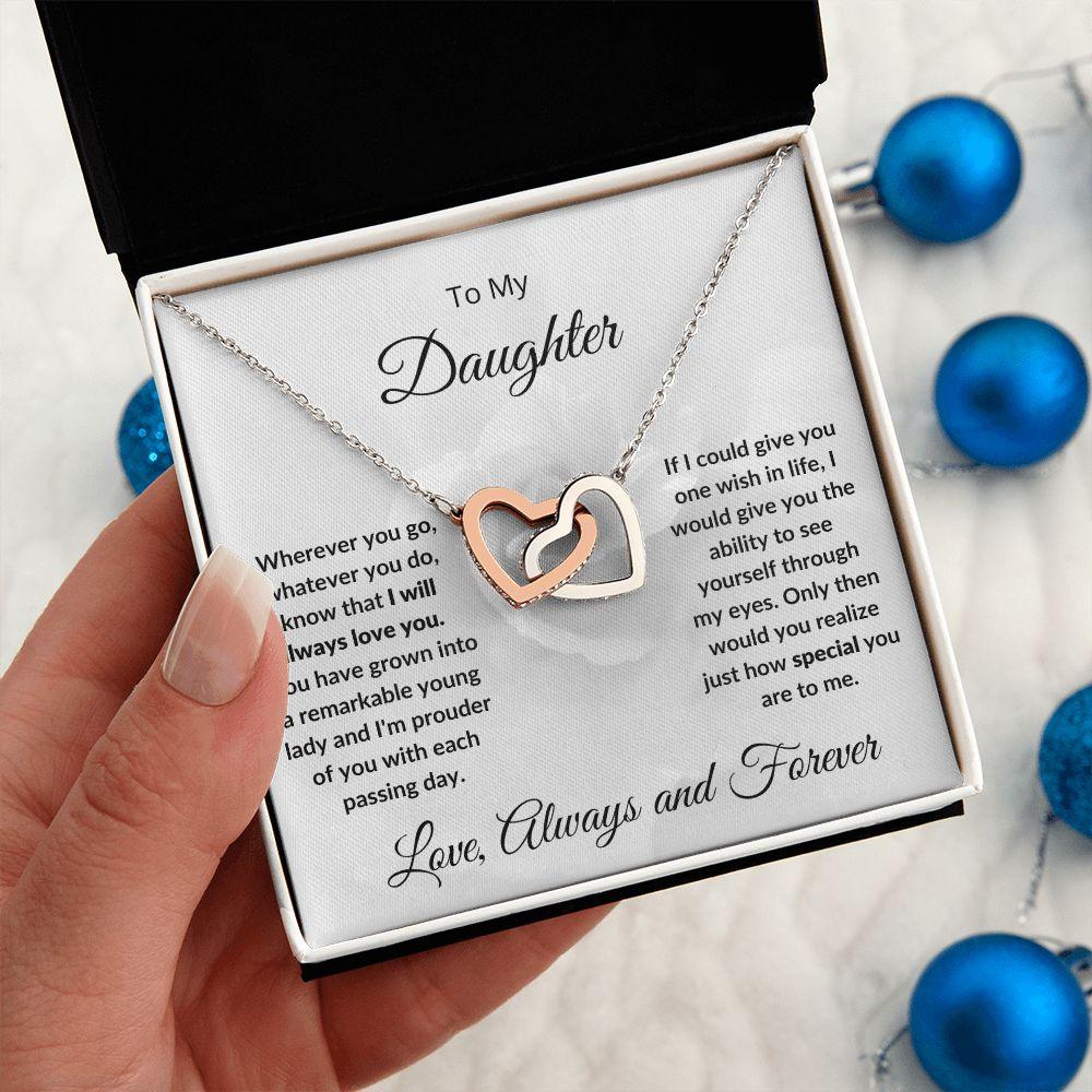 Gift for Daughter - I Will Always Love You - Hearts Pendant Necklace - Mallard Moon Gift Shop