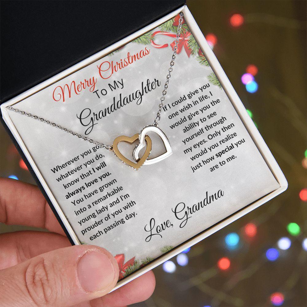 Christmas Gift for Granddaughter Interlocking Hearts Pendant Necklace - Mallard Moon Gift Shop