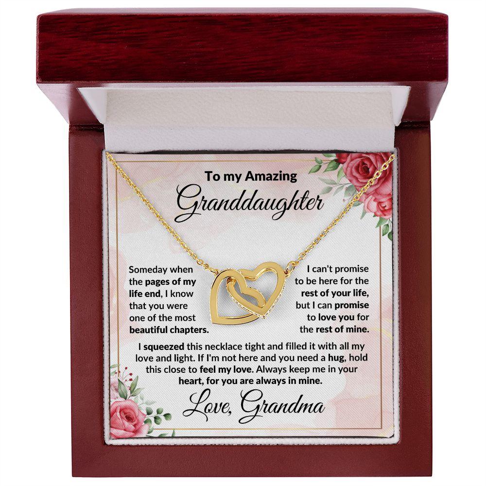 To My Amazing Granddaughter - I Promise to Love You - Interlocking Hearts Necklace with Gift Box - Mallard Moon Gift Shop