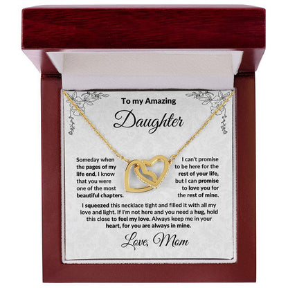 To My Amazing Daughter - I Promise You - Interlocking Hearts Necklace Message Card with Gift Box - Mallard Moon Gift Shop