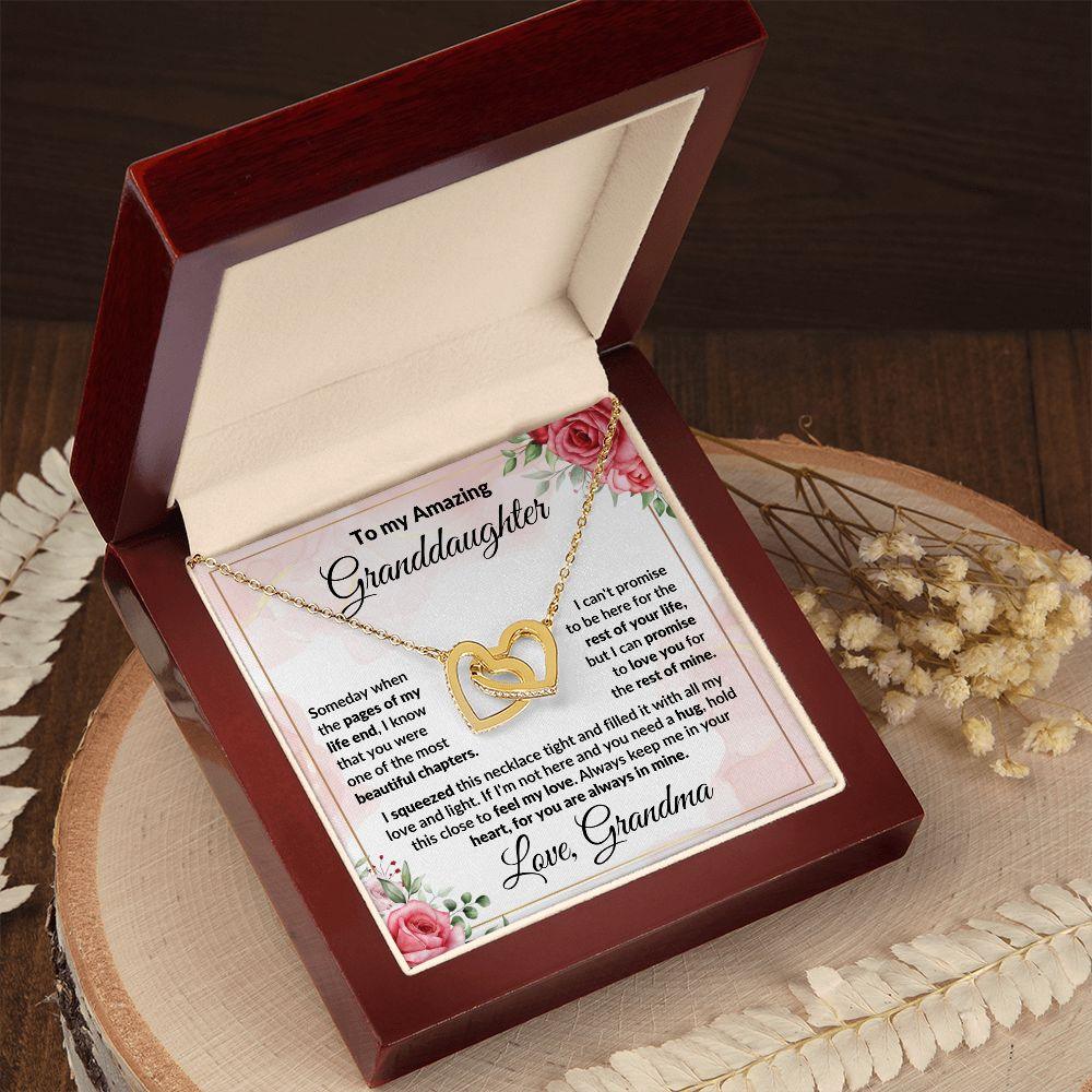 To My Amazing Granddaughter - I Promise to Love You - Interlocking Hearts Necklace with Gift Box - Mallard Moon Gift Shop