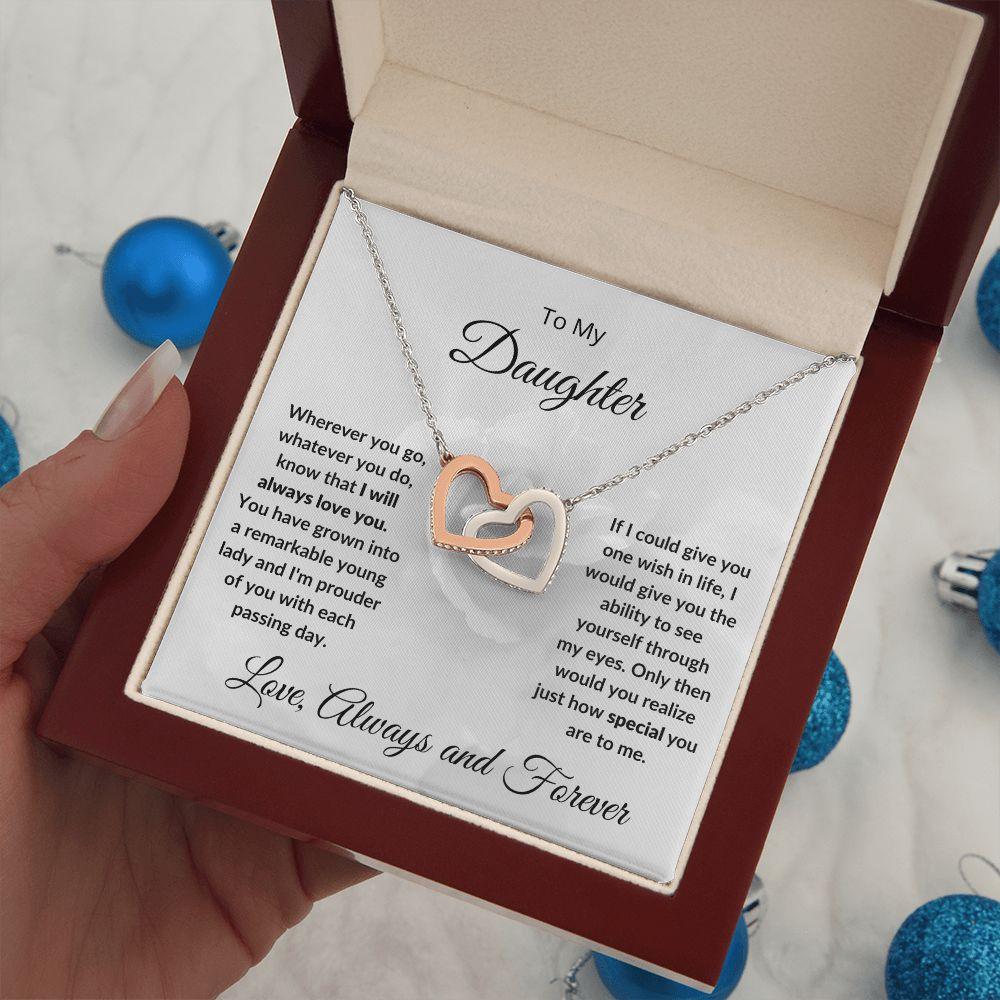 Gift for Daughter - I Will Always Love You - Hearts Pendant Necklace - Mallard Moon Gift Shop