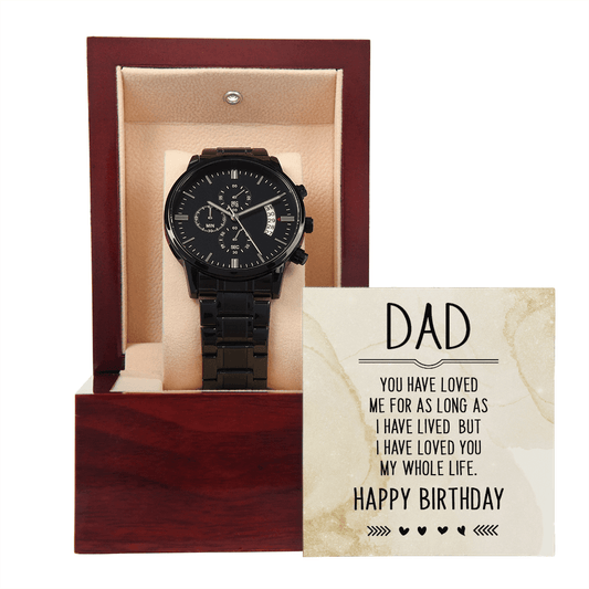 Dad Birthday Gift - Black Chronograph Watch - Mallard Moon Gift Shop