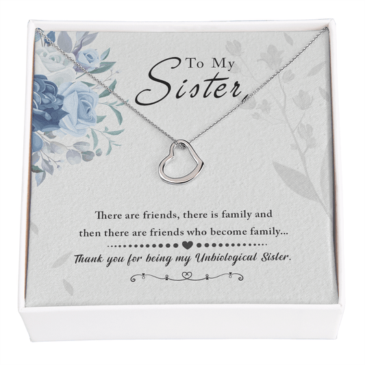 Gift for Unbiological Sister Sterling Silver Heart Pendant Necklace - Mallard Moon Gift Shop