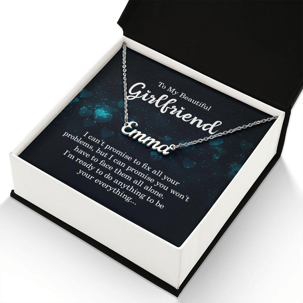 To My Beautiful Girlfriend - I Promise - Personalized Name Necklace - Mallard Moon Gift Shop