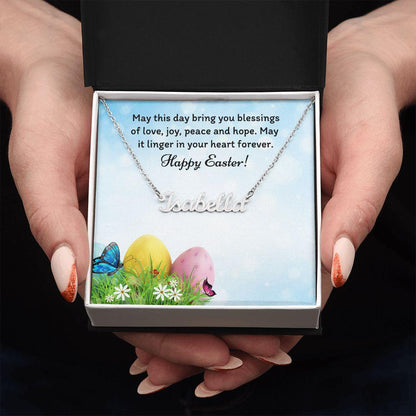 Happy Easter Personalized Name Necklace - Mallard Moon Gift Shop