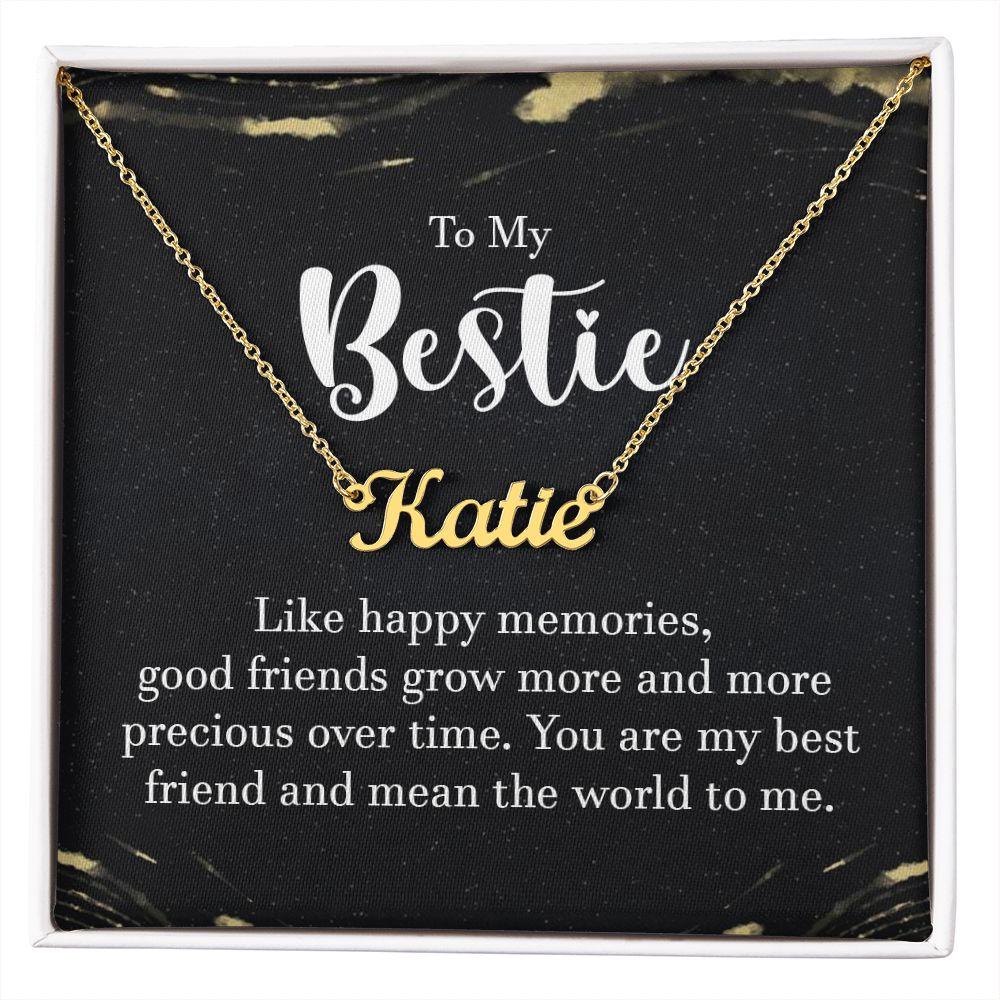 To My Bestie - Happy Memories Personalized Name Necklace - Mallard Moon Gift Shop