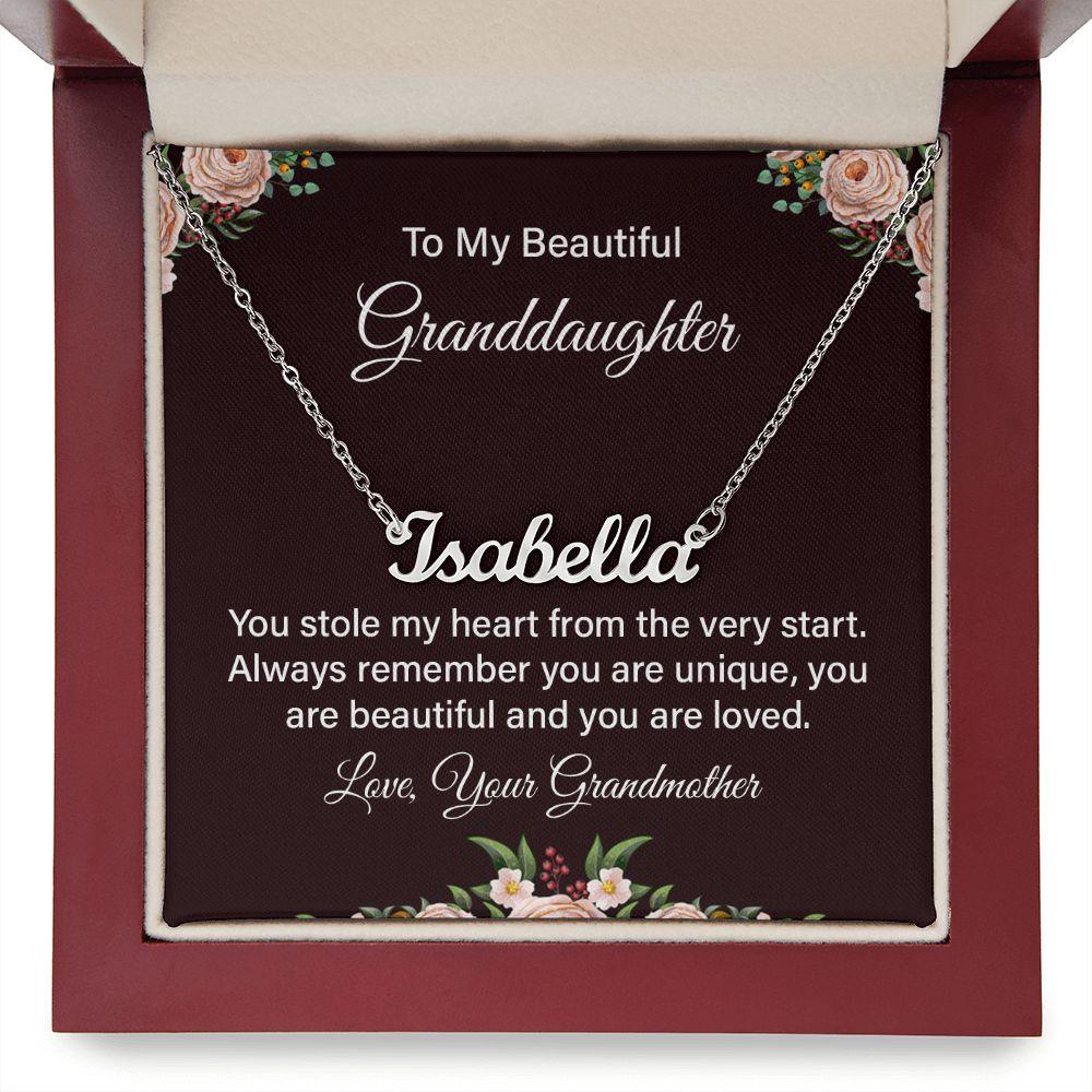 To My Beautiful Granddaughter - You are Unique - Personalized Name Necklace - Mallard Moon Gift Shop