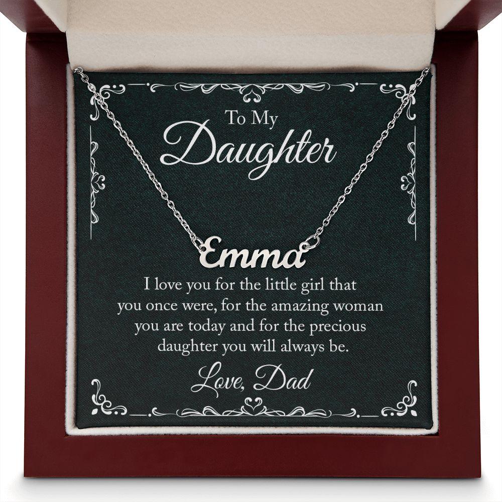 Gift for Daughter from Dad Personalized Name Necklace - Mallard Moon Gift Shop