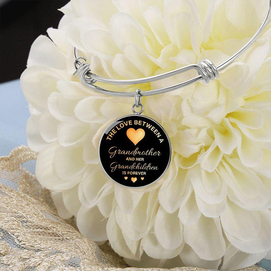 Love Between Grandmother and Grandchildren Engraved Circle Bangle Bracelet - Mallard Moon Gift Shop