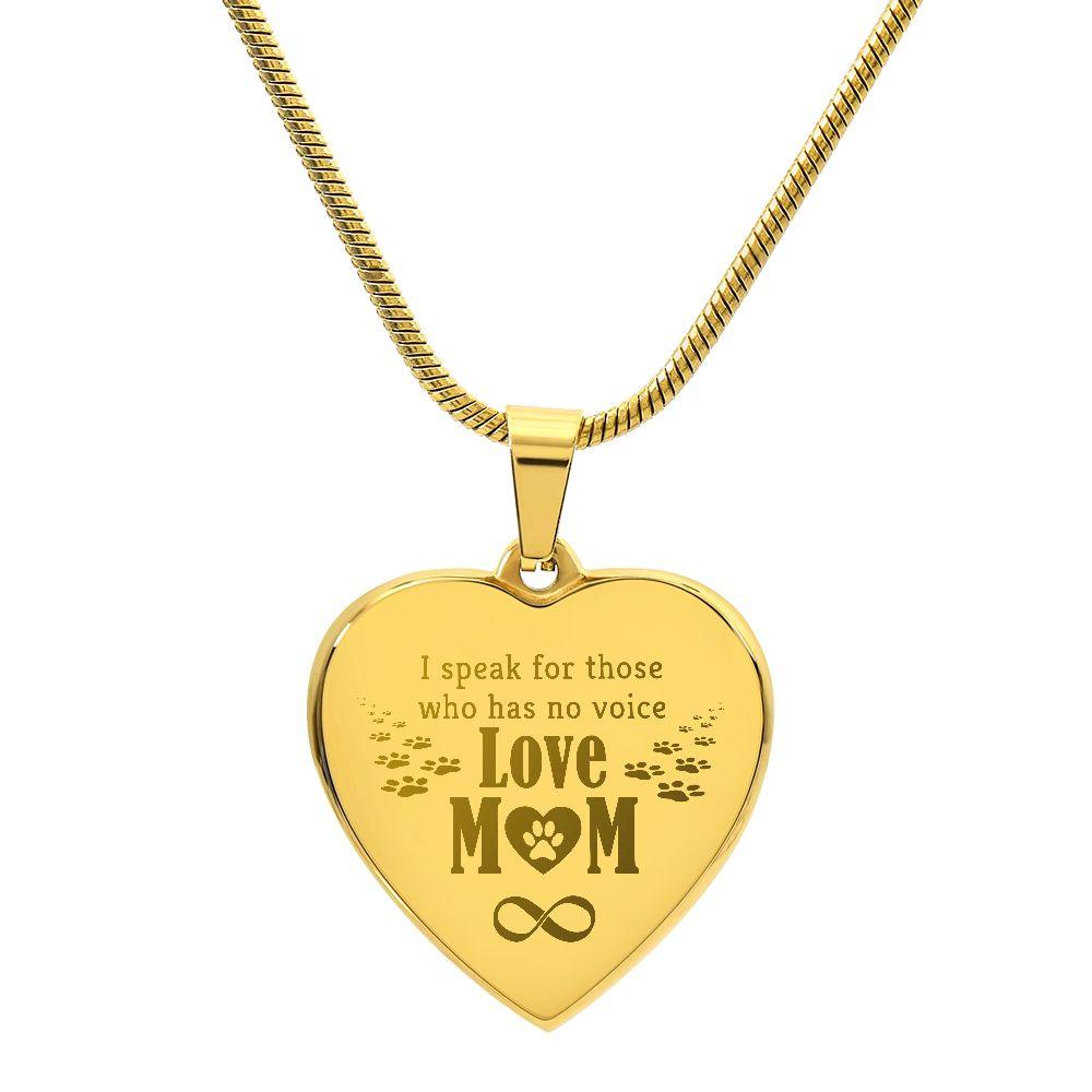 Dog Mom Engraved Heart Necklace - Mallard Moon Gift Shop