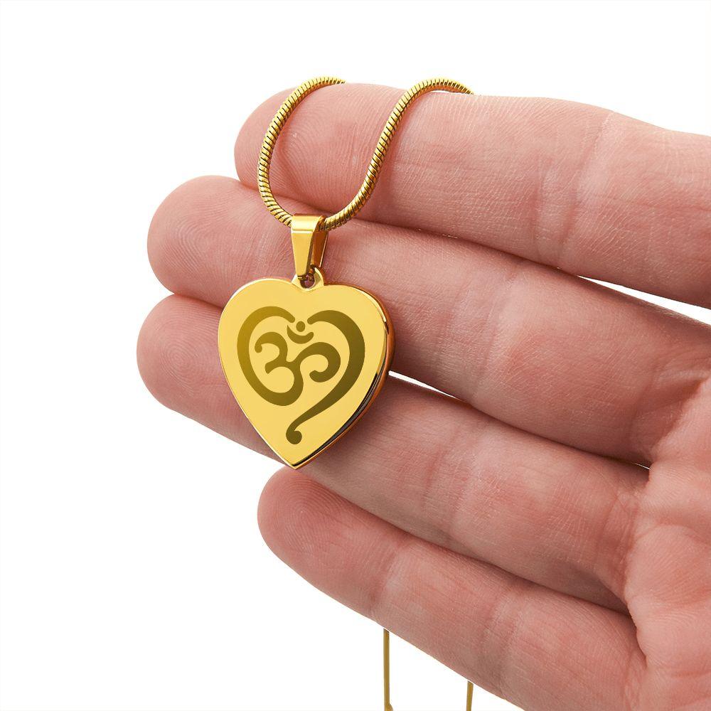 Namaste Engraved Heart Necklace - Mallard Moon Gift Shop