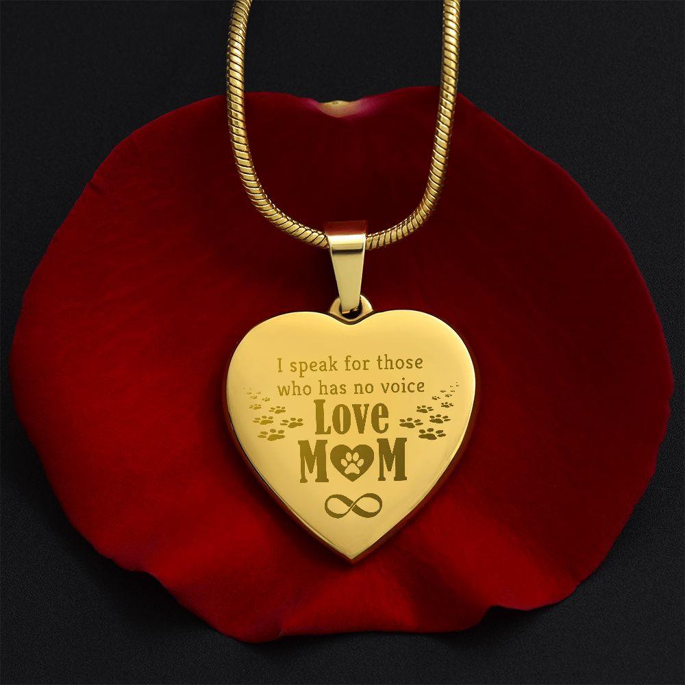 Dog Mom Engraved Heart Necklace - Mallard Moon Gift Shop