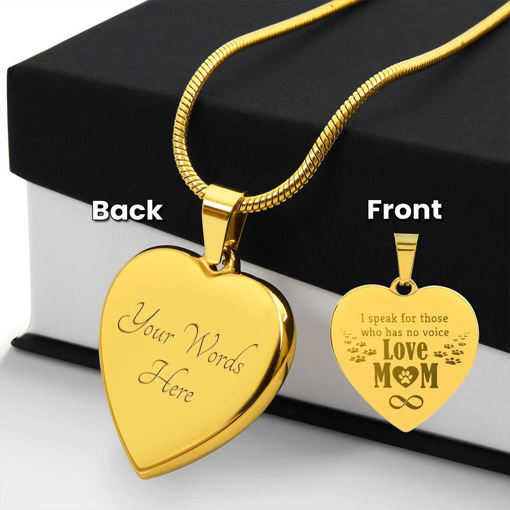 Dog Mom Engraved Heart Necklace - Mallard Moon Gift Shop