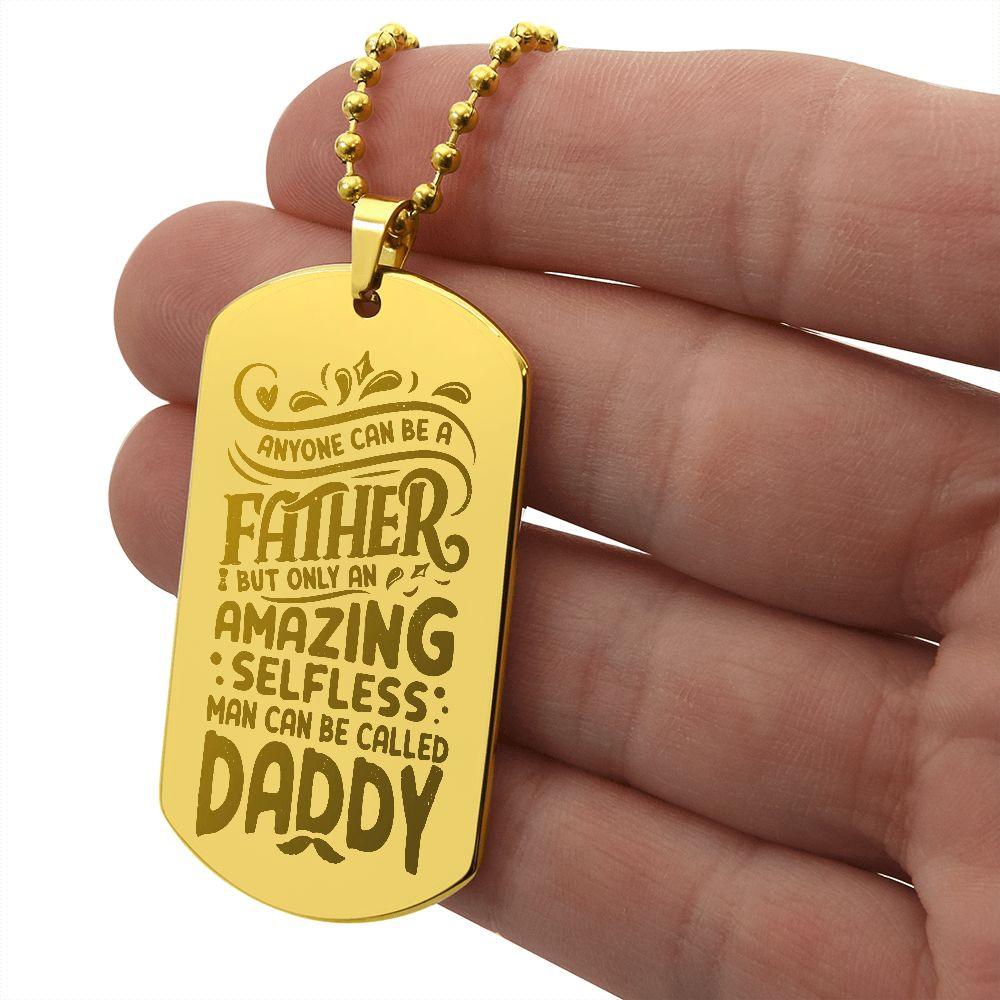 Gift for Dad - Personalized Engraved Dog Tag Necklace - Mallard Moon Gift Shop