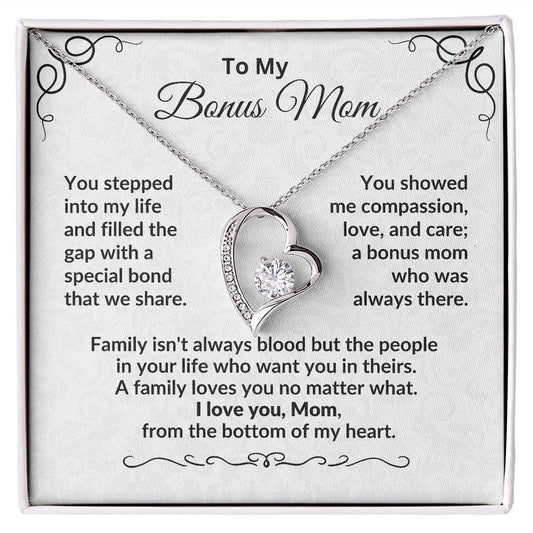 To My Bonus Mom - You Stepped into My Life - Forever Love Necklace - Mallard Moon Gift Shop