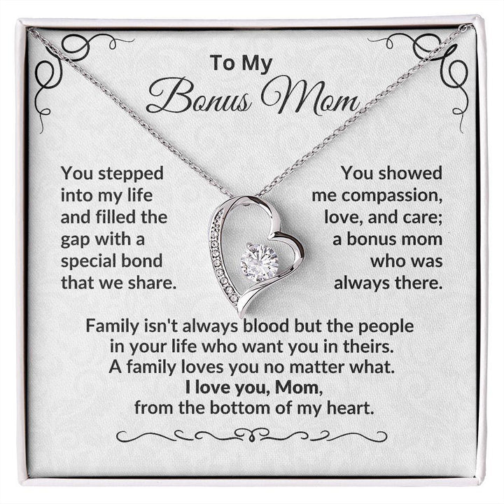 Bonus Mom Gifts from Son- I Love My Family Gifts 14K White Gold Finish / Luxury Box