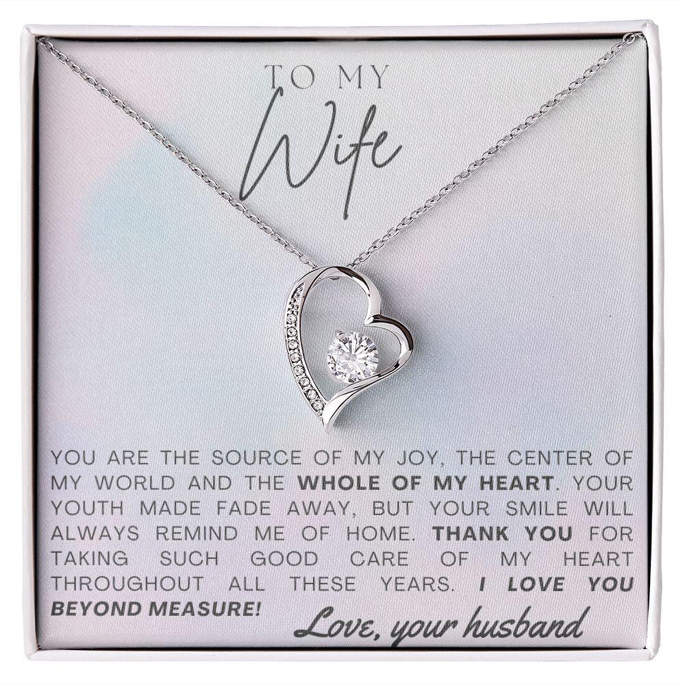 To My Wife - Whole of My Heart - Forever Love Heart Pendant Necklace - Mallard Moon Gift Shop