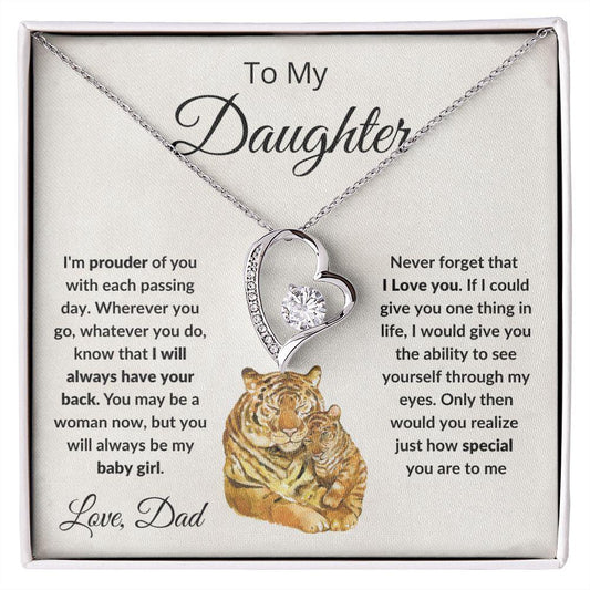 To My Daughter Love Proud Dad Heart Pendant Necklace - Mallard Moon Gift Shop