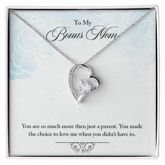 To Bonus Mom - More than a Parent Forever Love Heart Pendant Necklace - Mallard Moon Gift Shop