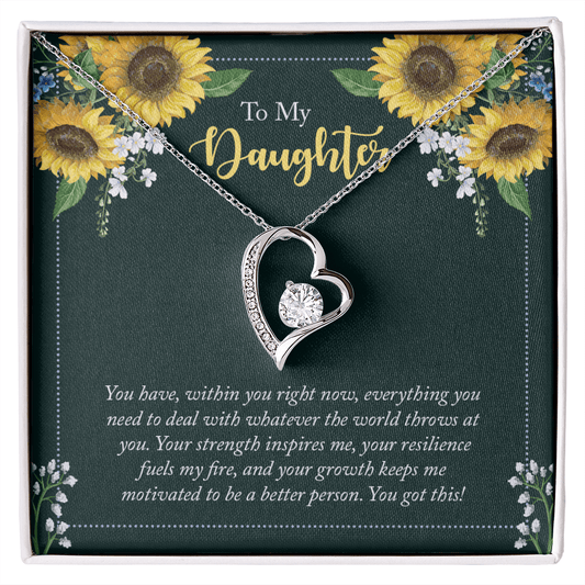 Daughter Inspirational Heart Pendant Necklace - Mallard Moon Gift Shop