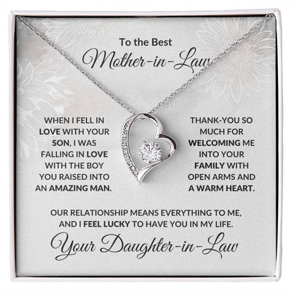 To my Amazing Mother-in-law from Daughter-in-law Forever Love Heart Pendant Necklace - Mallard Moon Gift Shop