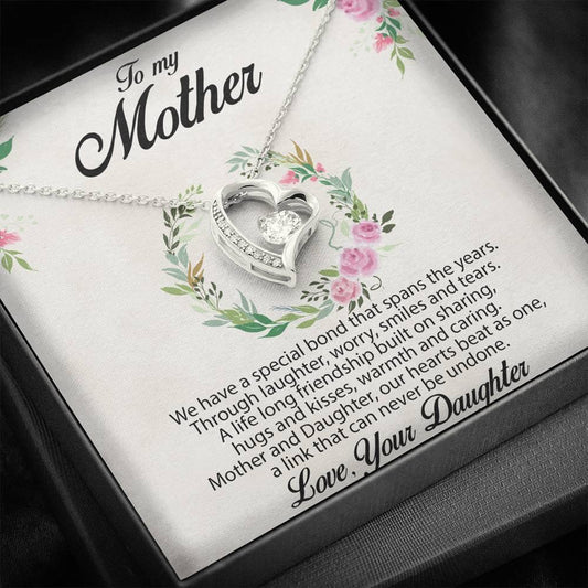 Gift for Mother Forever Love Heart Pendant Necklace Message Card from Daughter - Mallard Moon Gift Shop