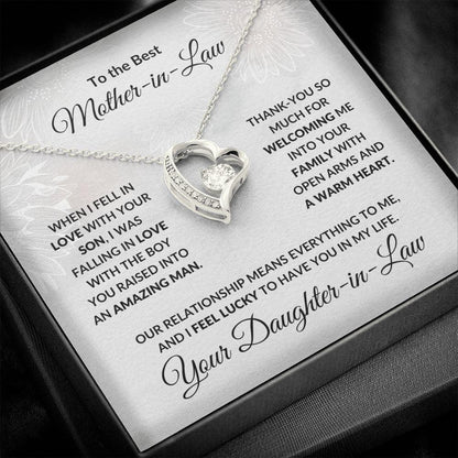 To my Amazing Mother-in-law from Daughter-in-law Forever Love Heart Pendant Necklace - Mallard Moon Gift Shop