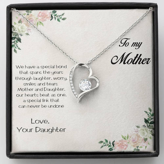 Gift for Mother From Daughter Forever Love Heart Pendant Necklace Special Bond Message Card - Mallard Moon Gift Shop