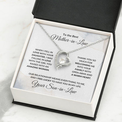 To Best Mother-in-Law from Son-in-Law Heart Necklace - Mallard Moon Gift Shop