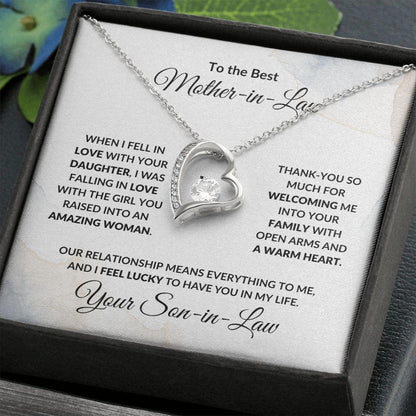 To Best Mother-in-Law from Son-in-Law Heart Necklace - Mallard Moon Gift Shop