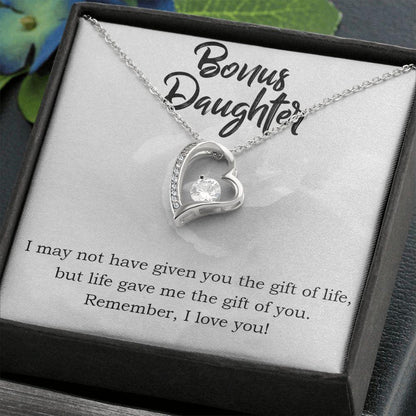 Bonus Daughter Gift of Life Forever Love Heart Pendant Necklace Message Card Gift Box - Mallard Moon Gift Shop