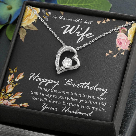 Birthday Gift to World's Best Wife Heart Pendant Necklace - Mallard Moon Gift Shop