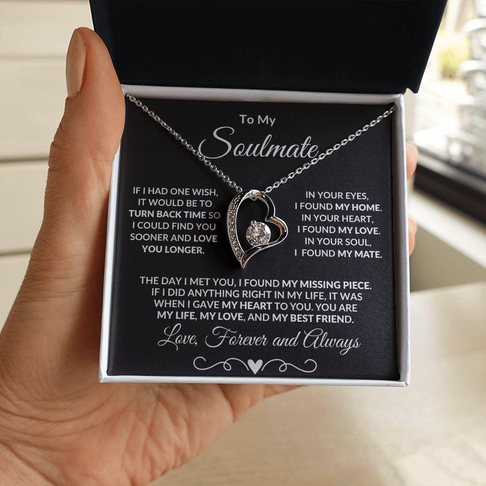 Gift for Soulmate Dazzling Forever Love Heart Necklace with Message Card and Gift Box - Mallard Moon Gift Shop