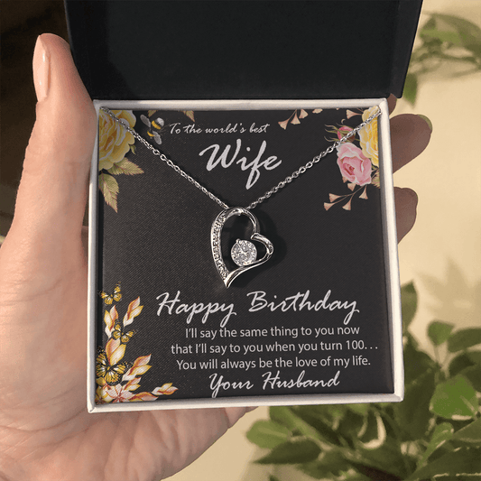 Wife Birthday Gift CZ Heart Pendant Necklace - Mallard Moon Gift Shop