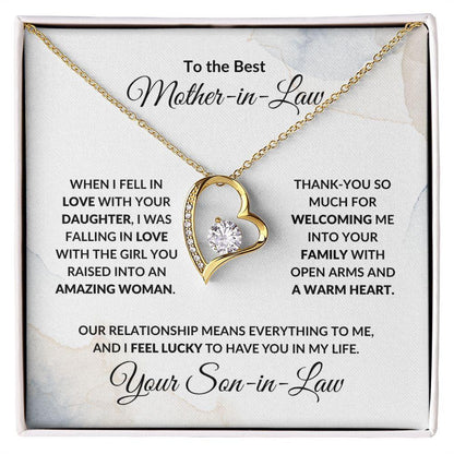 To Best Mother-in-Law from Son-in-Law Heart Necklace - Mallard Moon Gift Shop