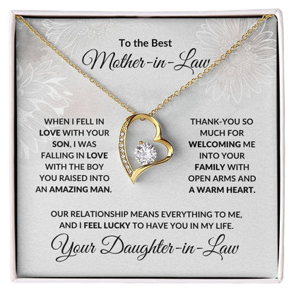 To my Amazing Mother-in-law from Daughter-in-law Forever Love Heart Pendant Necklace - Mallard Moon Gift Shop