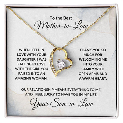 To My Mother-in-law from Son-in-law Forever Love Heart Pendant Necklace - Mallard Moon Gift Shop