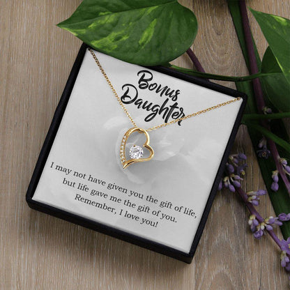 Bonus Daughter Gift of Life Forever Love Heart Pendant Necklace Message Card Gift Box - Mallard Moon Gift Shop