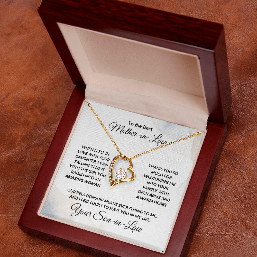 To Best Mother-in-Law from Son-in-Law Heart Necklace - Mallard Moon Gift Shop