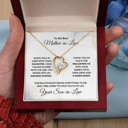 To Best Mother-in-Law from Son-in-Law Heart Necklace - Mallard Moon Gift Shop