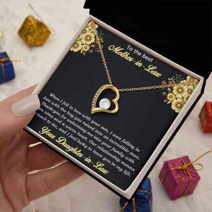 Gift for Mother-in-law from Daughter-in-law Forever Love Heart Necklace with Message Card and Gift Box - Mallard Moon Gift Shop