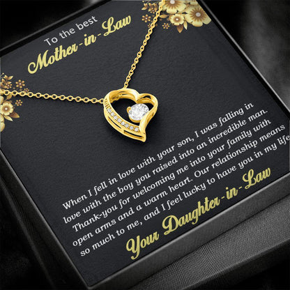 Gift for Mother-in-law from Daughter-in-law Forever Love Heart Necklace with Message Card and Gift Box - Mallard Moon Gift Shop