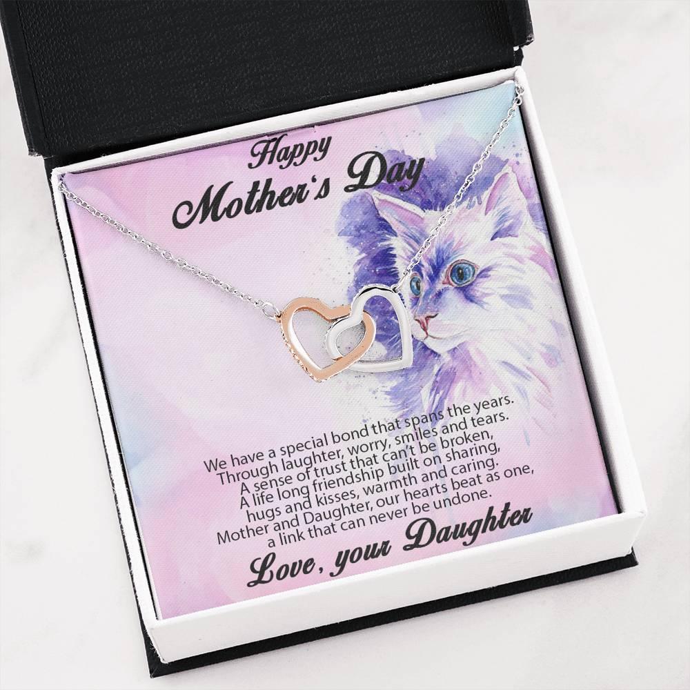 Mother's Day Gift from Daughter Gold and Silver Hearts Pendant Necklace in Message Card Gift Box - Mallard Moon Gift Shop