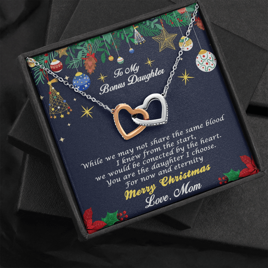 Bonus Daughter Heart Pendant Necklace Christmas Message Card and Gift Box - Mallard Moon Gift Shop
